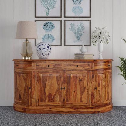 Picture of Welaka Solid Wood Handcrafted Large Curved Credenza with Drawer