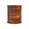 Picture of Friant Rustic Solid Wood 2 Drawer Round End Table