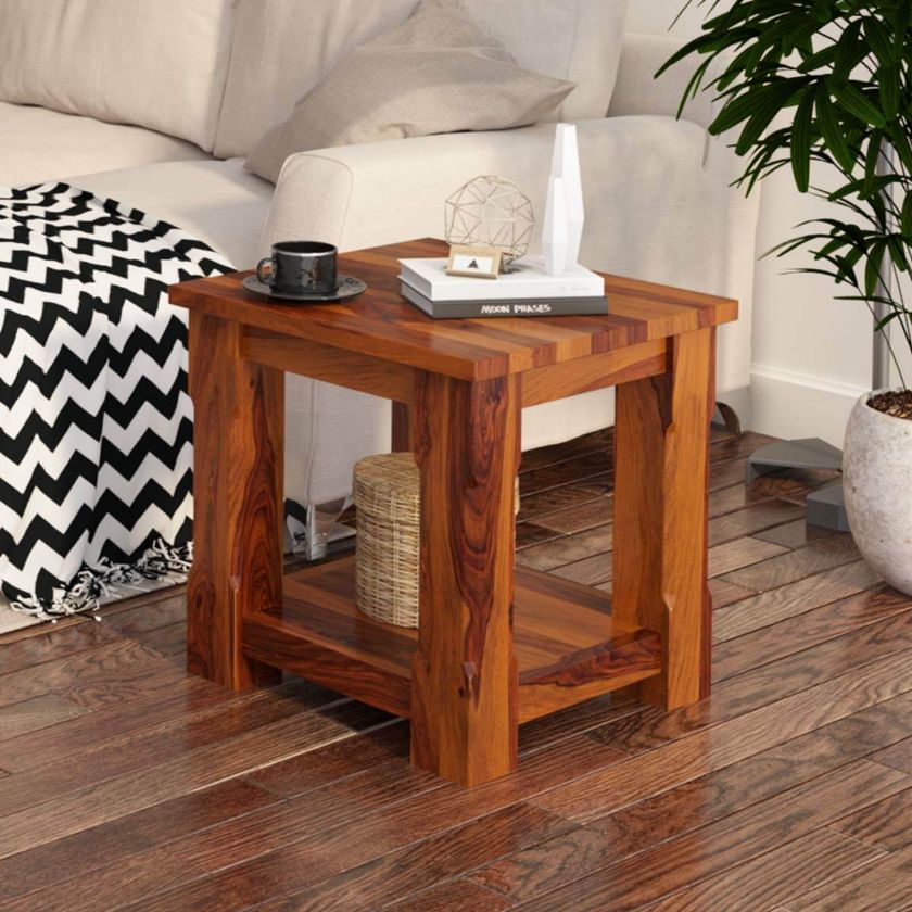 Picture of Sierra Nevada Rustic Solid Wood 2 Tier Square End Table