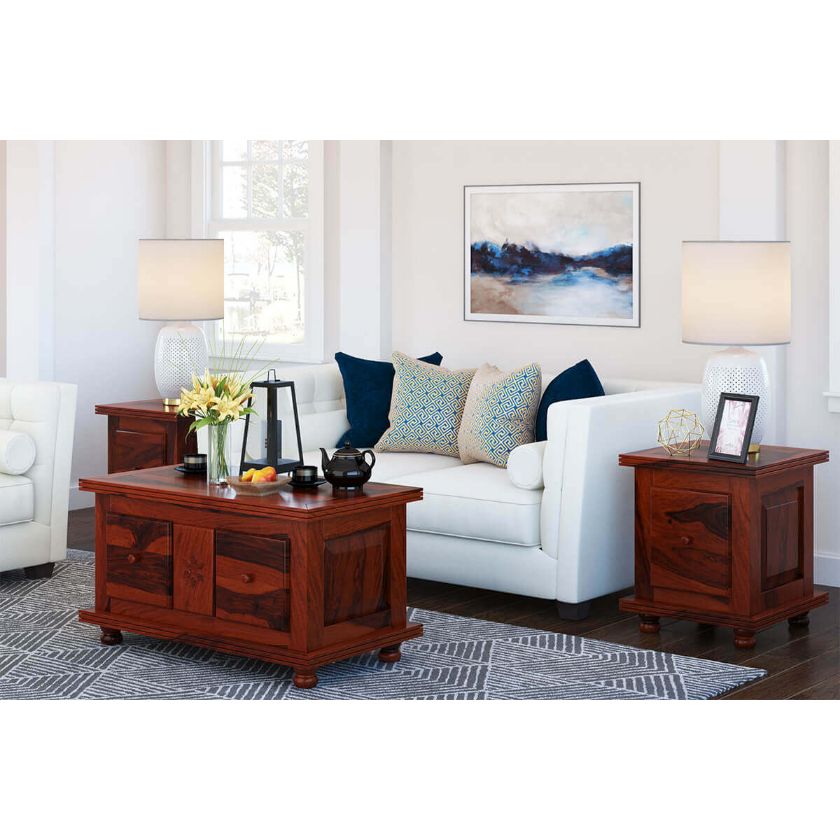 Picture of Arca Rustic Solid Wood 3 Piece Coffee Table Set