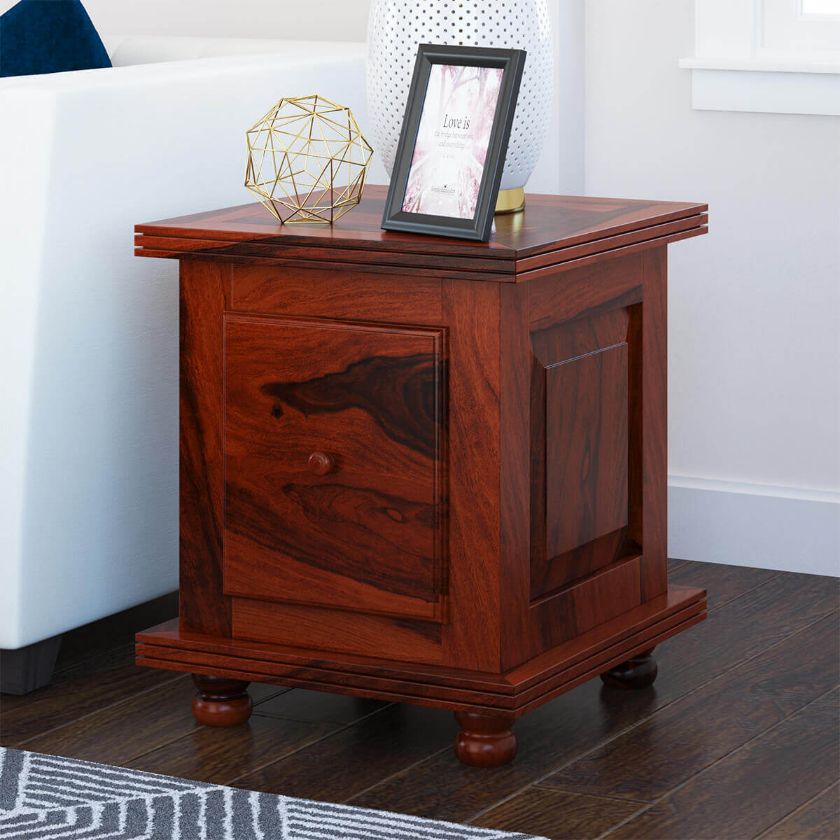 Picture of Arca Rustic Solid Wood 1 Drawer Storage End Table