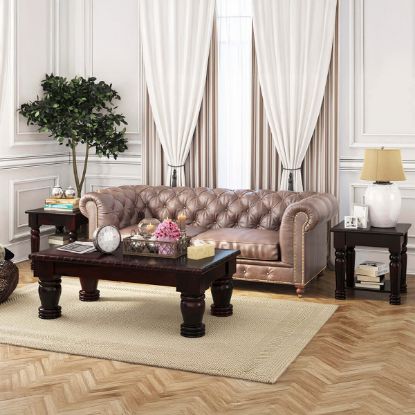 Picture of Vallecito Rustic Solid Wood 3 Piece Coffee Table Set