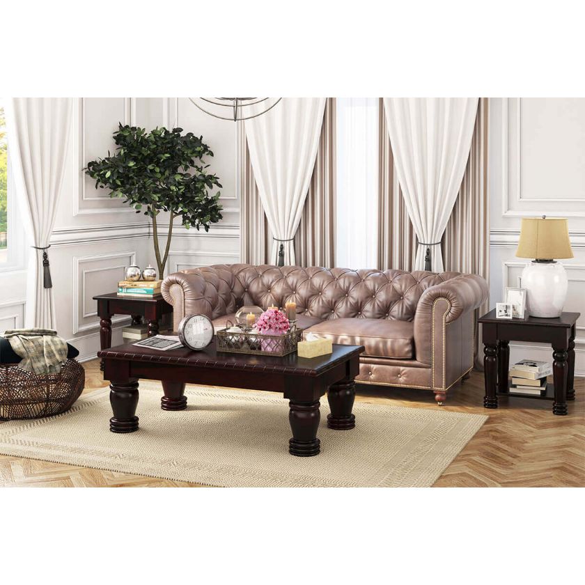 Picture of Vallecito Rustic Solid Wood 3 Piece Coffee Table Set
