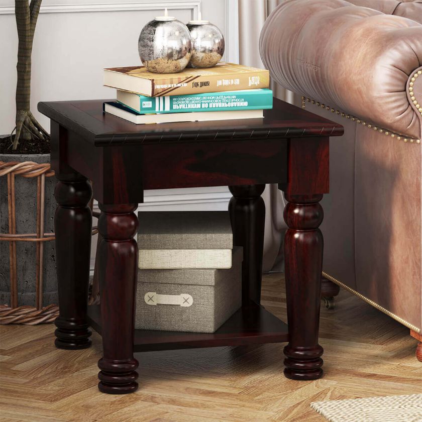 Picture of Vallecito Country Style Rustic Solid Wood 2 Tier End Table