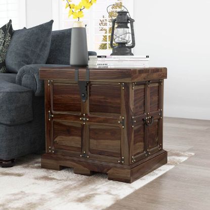 Picture of Beaufort Steamer Rustic Solid Wood Storage Trunk Style End Table