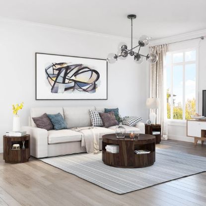 Picture of Ladonia Rustic Contemporary 3 Piece Round Coffee Table Set