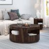 Picture of Ladonia Solid Wood 36 Inch Round Coffee Table With Shelves