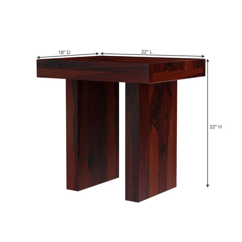 Jayton Contemporary Rustic Solid Wood End Table Dimension Image