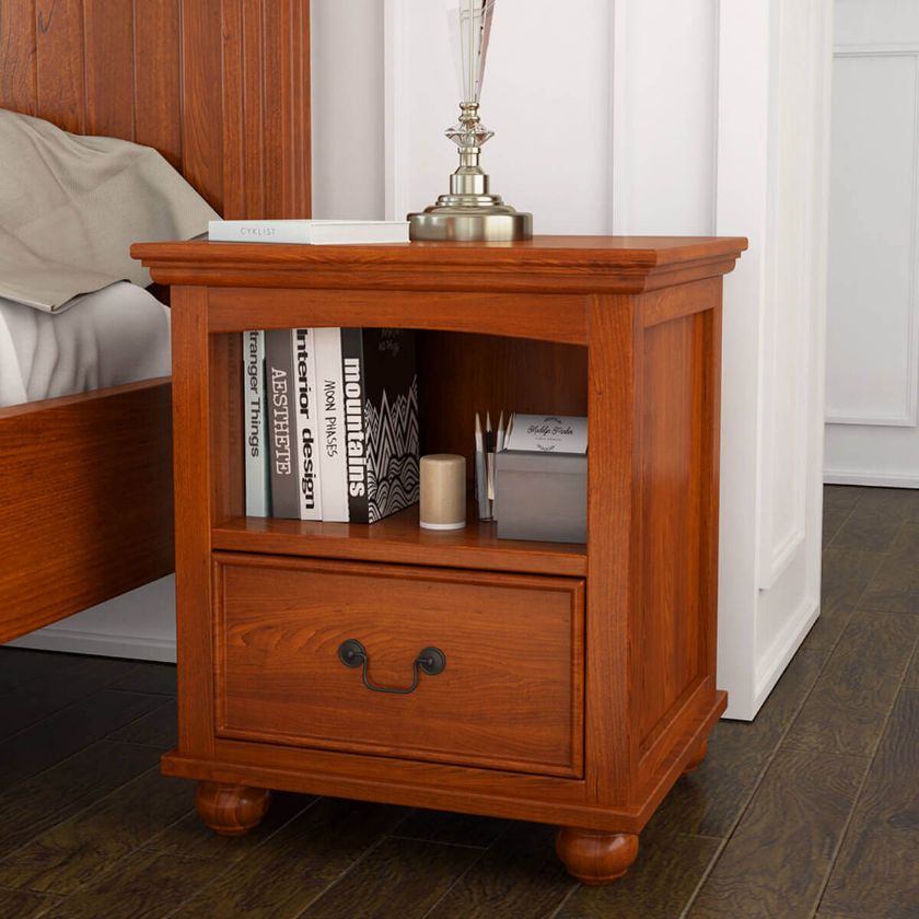 Picture of Delanson Solid Mahogany Wood 1 Drawer Nightstand