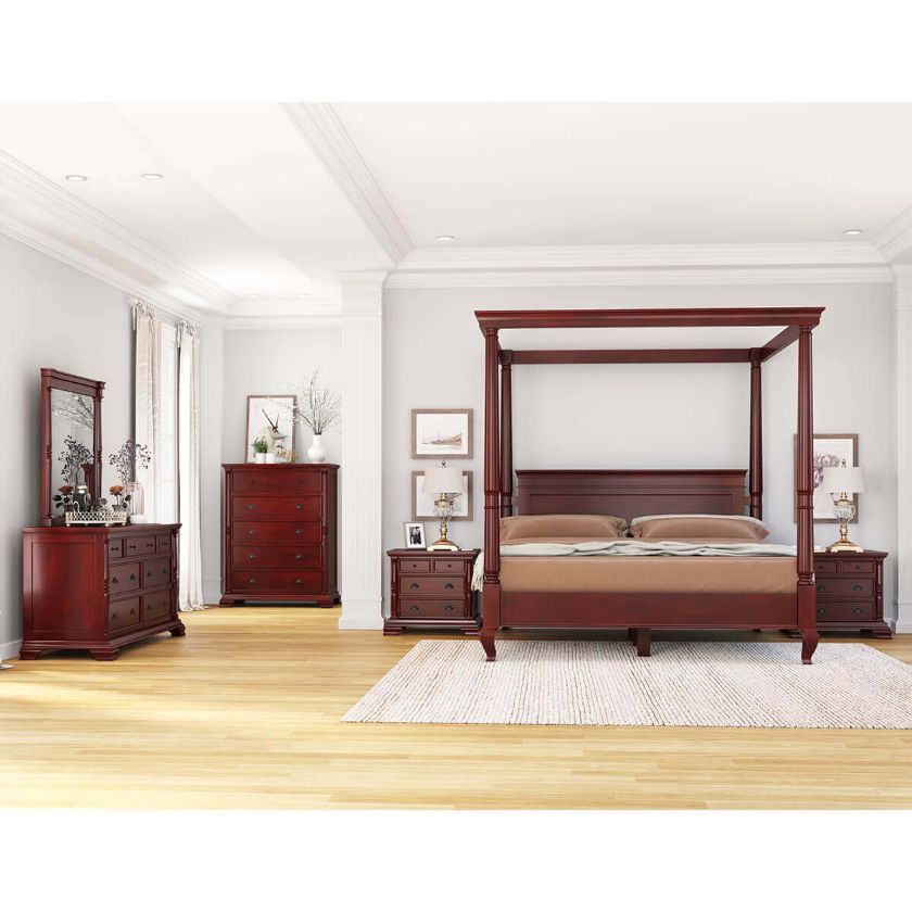 Picture of Cayuta Solid Mahogany Wood 6 Piece Bedroom Set