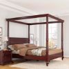 Picture of Cayuta Traditional Style Solid Mahogany Wood Platform Canopy Bed