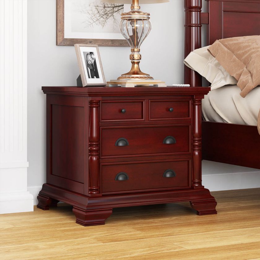 Picture of Cayuta Traditional Style Solid Mahogany Wood 4 Drawer Nightstand