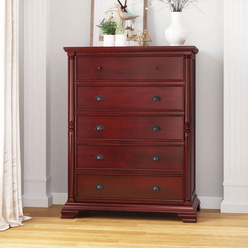 Picture of Cayuta Traditional Style Solid Mahogany Wood 5 Drawer Dresser