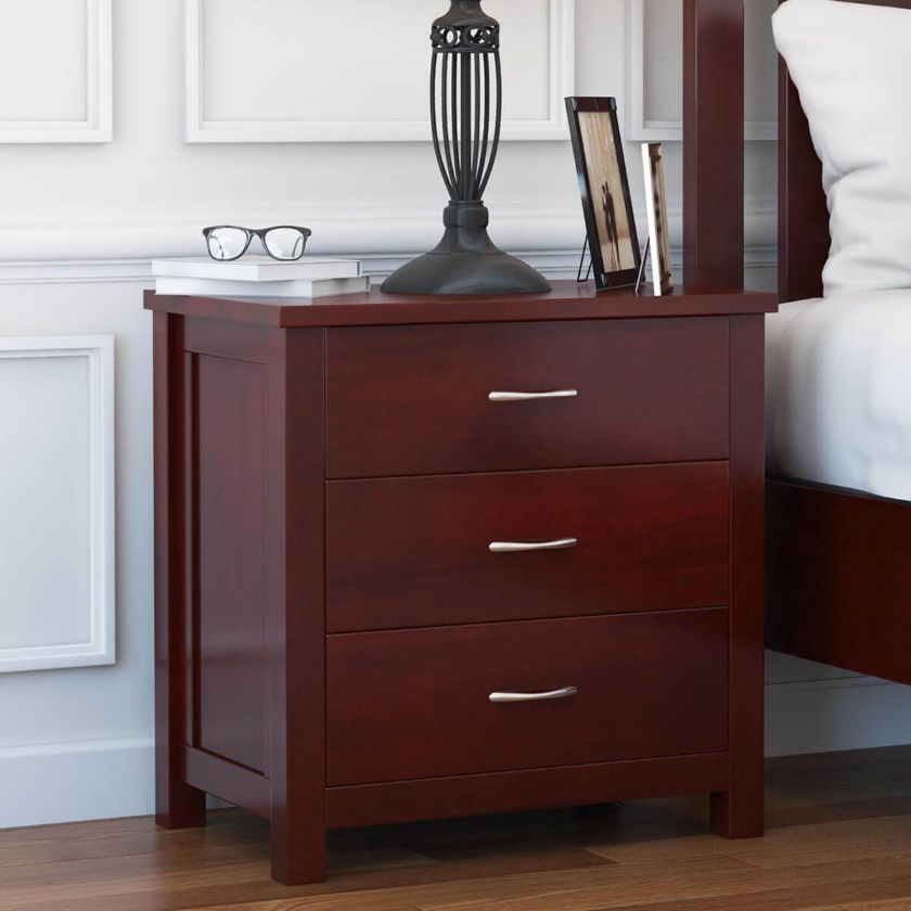 Picture of Amenia Solid Mahogany Wood 3 Drawer Nightstand