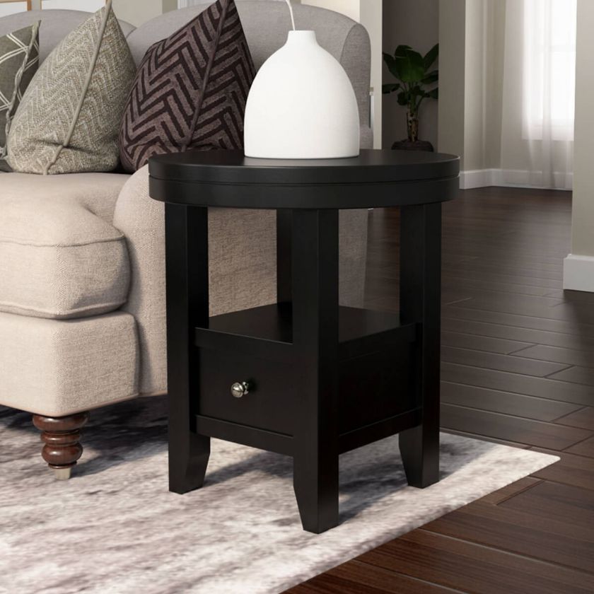 Picture of Toledo 2 Tier Modern Black Round End Table with Storage