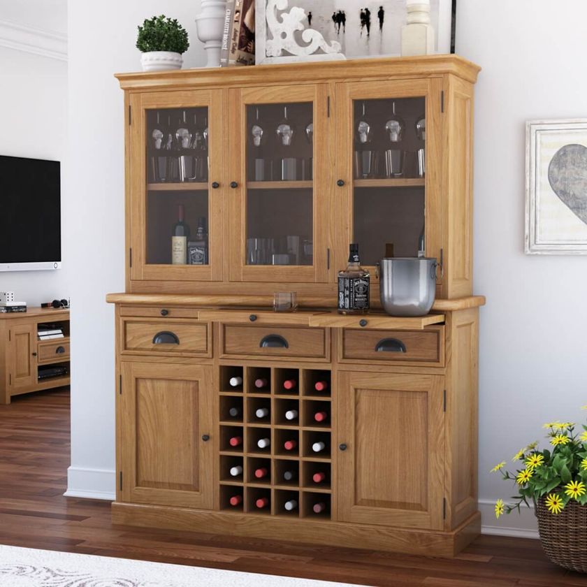 Picture of Branson Wine Bar Hutch Cabinet With Glass Doors