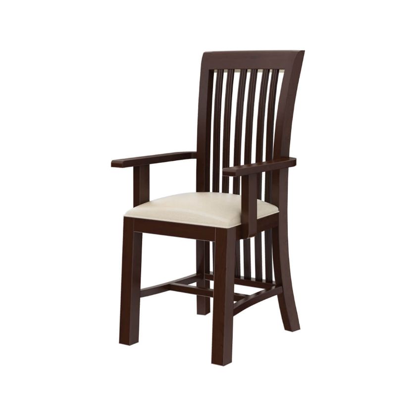Picture of Tannersville Solid Mahogany Wood Upholstered Dining Chair w Arms