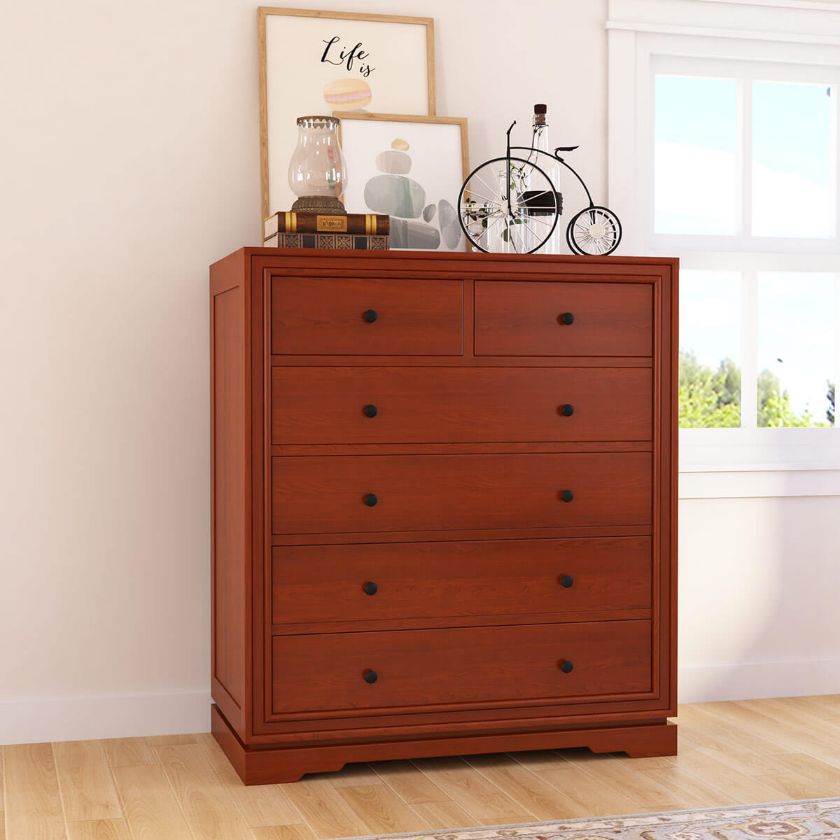 Picture of Duanesburg Solid Mahogany Wood 6 Drawer Vertical Dresser