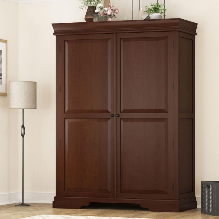 Picture of Accoville Mahogany Wood Large Bedroom Clothing Armoire With Shelves