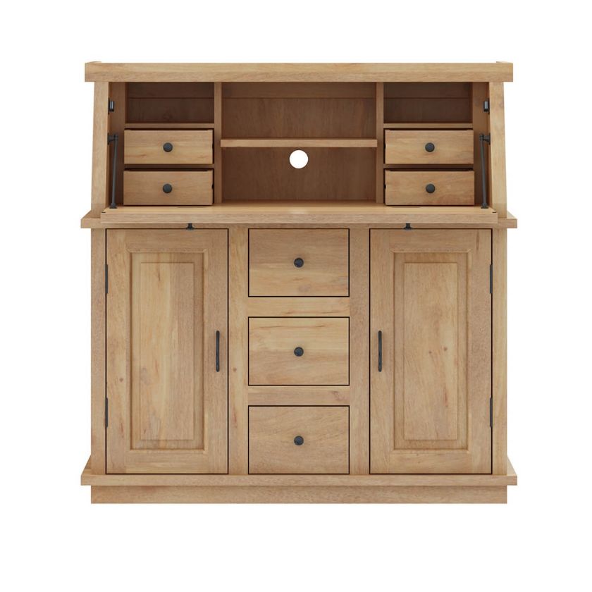 Mapalia Rustic Solid Wood Drop Front Secretary Desk Dimension Image