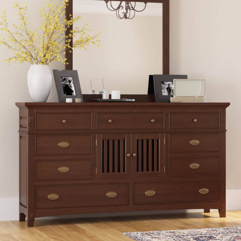 Picture of Bardugo Traditional Solid Mahogany Wood 9 Drawer Dresser