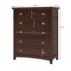 Picture of Bardugo Solid Mahogany Wood Large Tall Bedroom Dresser With 5 Drawers