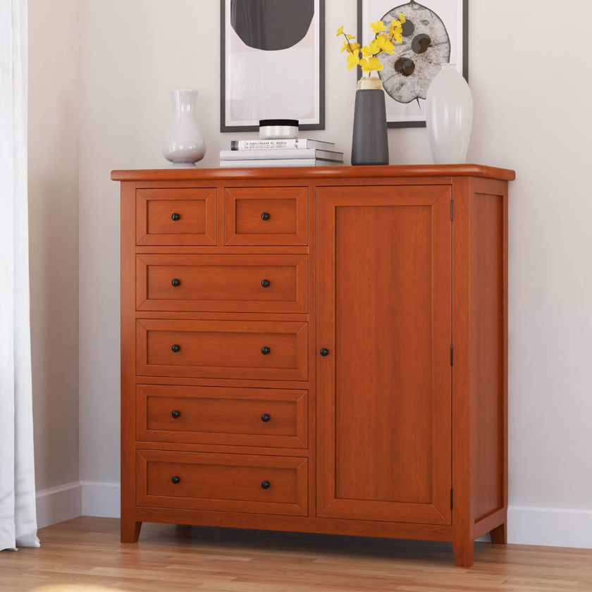 Picture of Kristoff Solid Mahogany Wood 6 Drawer Gentleman Dresser
