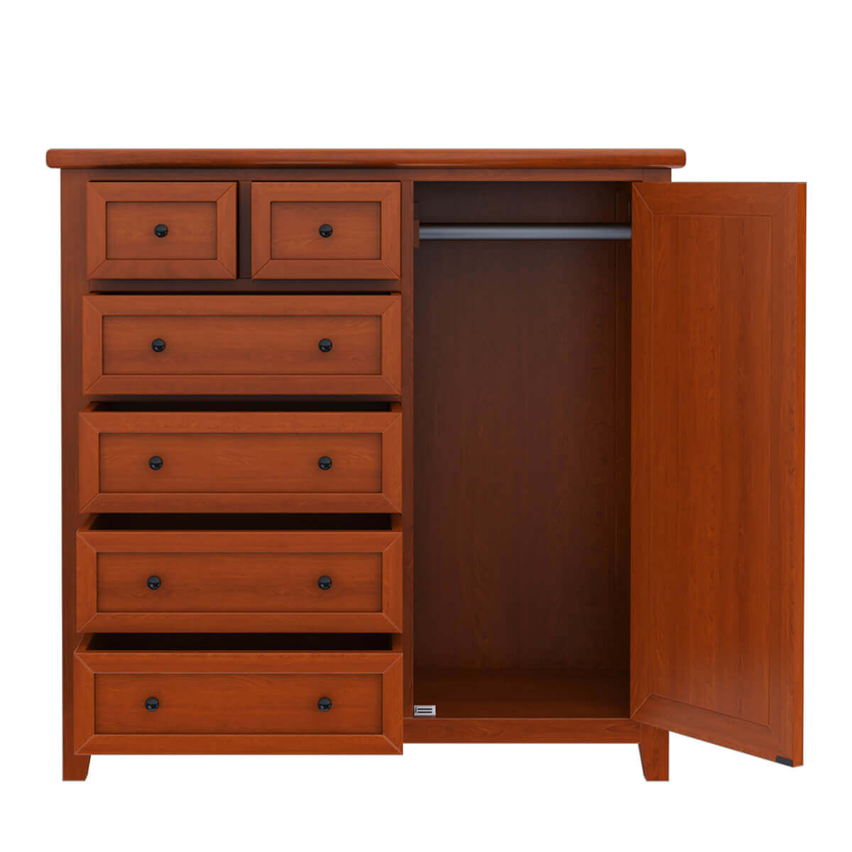 Wooden Rustic Style 6 Drawers Dresser In Mahogany Finish, Brown