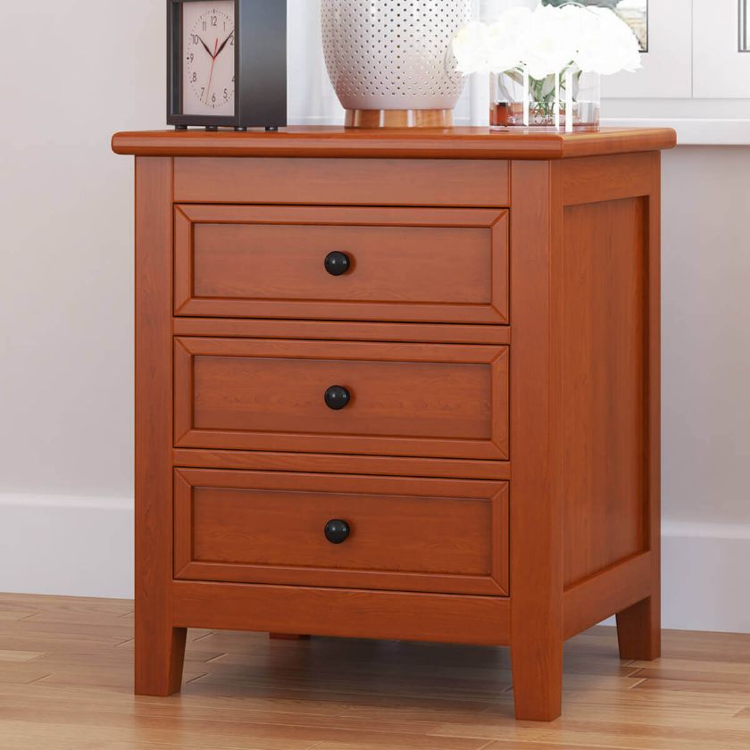 Picture of Kristoff Solid Mahogany Wood 3 Drawer Nightstand