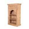 Picture of Alluwe Rustic Reclaimed Wood 3 Open Shelf Hand Carved Arch Bookcase