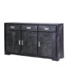 Picture of Sidon Distressed Black Reclaimed Wood 3 Drawer Large Sideboard Cabinet