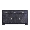 Picture of Sidon Distressed Black Reclaimed Wood 3 Drawer Large Sideboard Cabinet