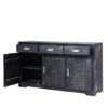 Picture of Sidon Distressed Black Reclaimed Wood 3 Drawer Large Sideboard Cabinet