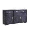 Picture of Sidon Distressed Black Reclaimed Wood 3 Drawer Large Sideboard Cabinet