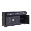 Picture of Sidon Distressed Black Reclaimed Wood 3 Drawer Large Sideboard Cabinet