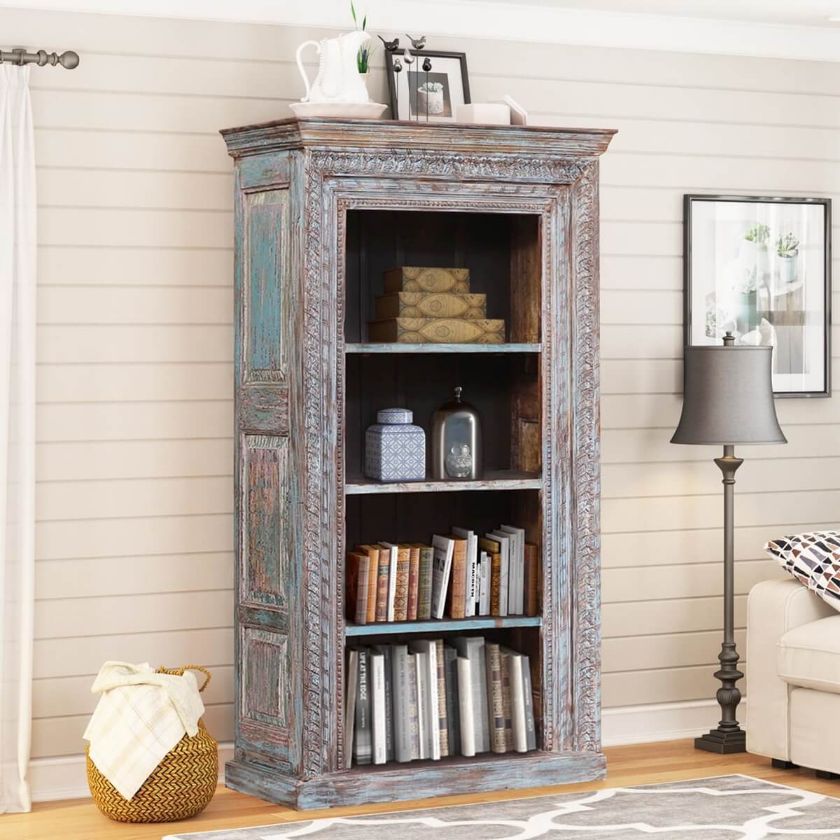Picture of Daviston Reclaimed Wood Furniture 4 Open Shelf Standard Bookcase