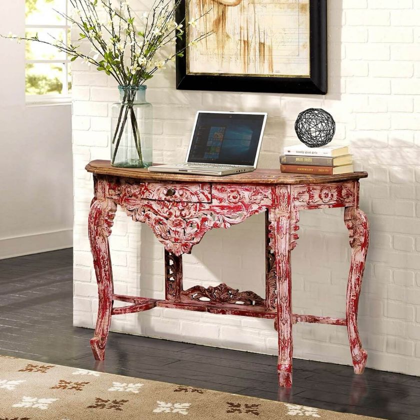 Picture of Wesley Distressed Red Reclaimed Wood French Decorative Console Table