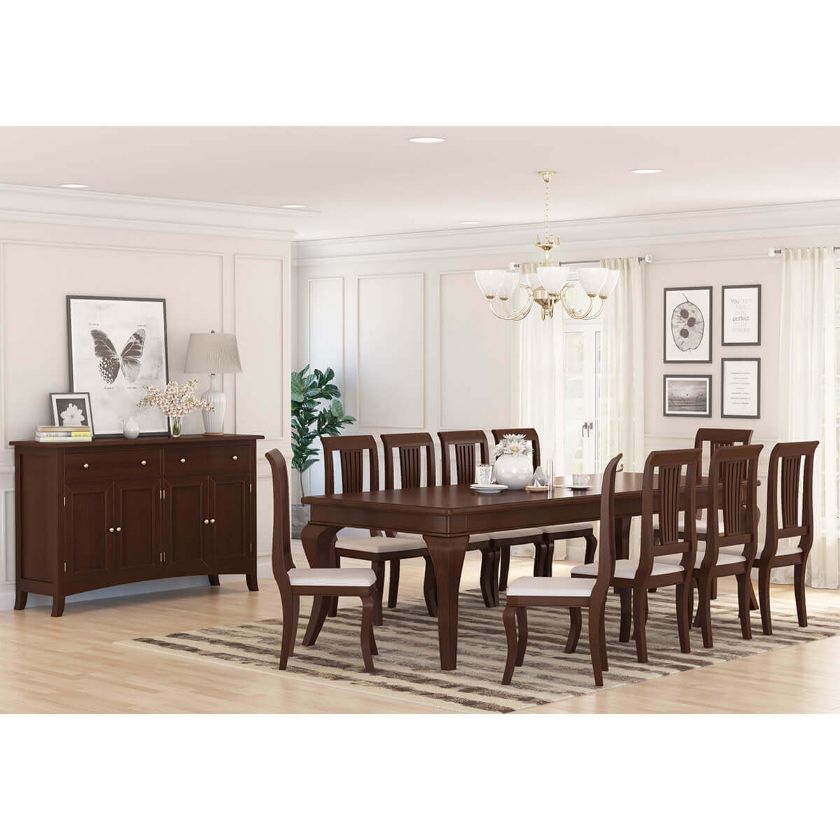 Picture of Cromberg Solid Mahogany Wood 12 Piece Dining Room Set