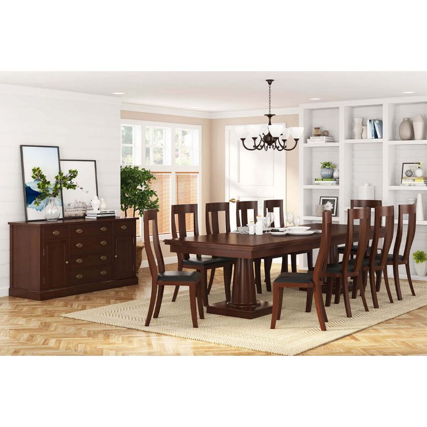 Picture of Cazenovia Solid Mahogany Wood 12 Piece Dining Room Set