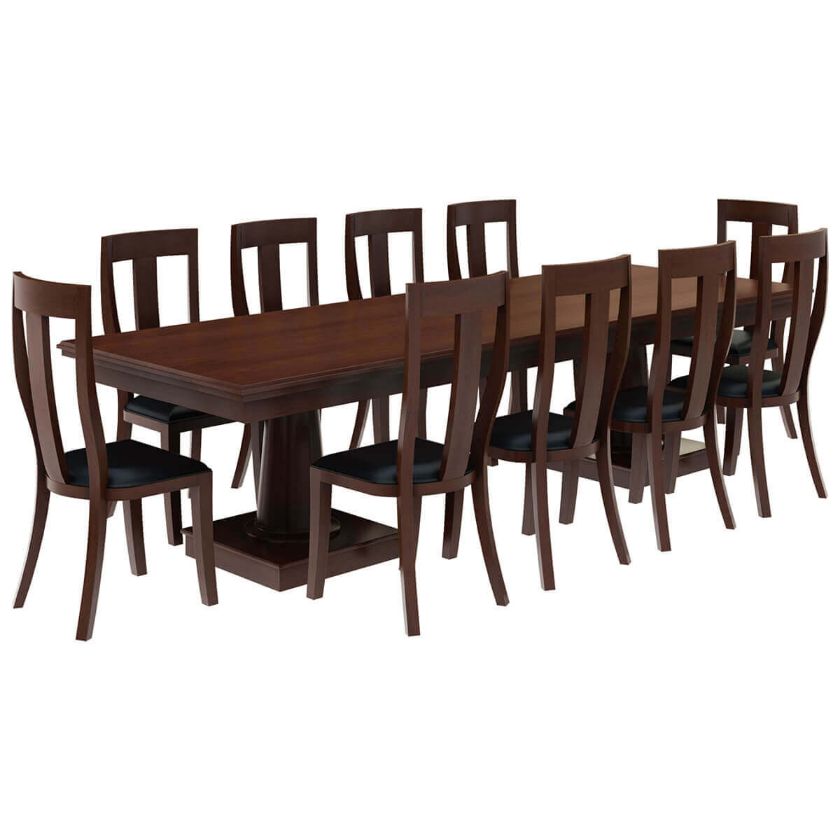 Picture of Cazenovia Solid Mahogany Wood Dining Table with 10 Chairs Set
