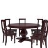 Picture of Arenzville Mahogany Wood Pedestal Round Dining Table Chairs Set