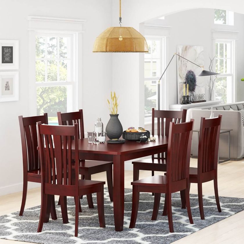 Picture of Barryton Solid Mahogany Wood 7 Piece Dining Table and Chair Set