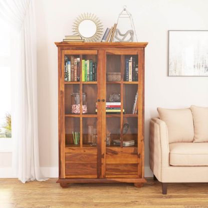 Picture of Askov  Modern Solid Wood Home Office Bookcase with Glass Doors