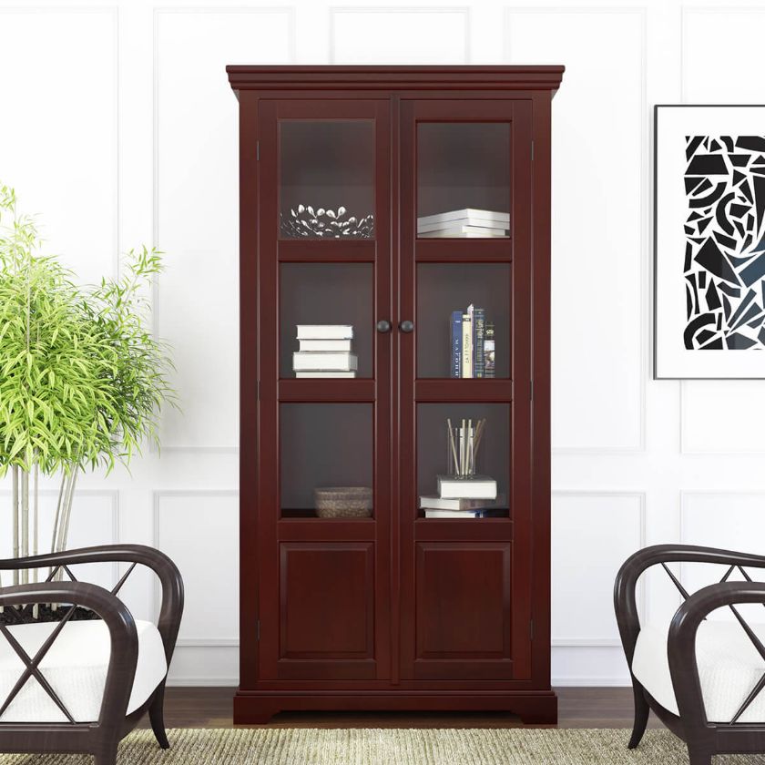 Picture of Altura 4 Shelf Solid Wood Bookcase with Glass Door 