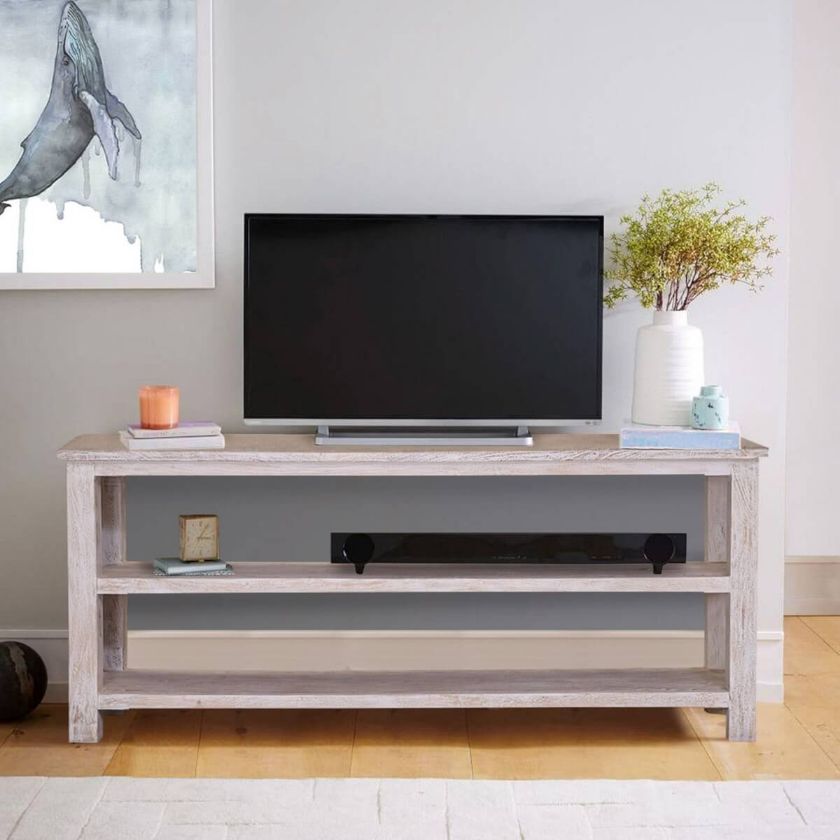 Picture of Voorhees Reclaimed Wood Open Shelve 2 Tier Rustic TV Stand