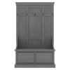 Picture of Redvale Solid Mahogany Wood Grey Hall Tree Bench with Storage