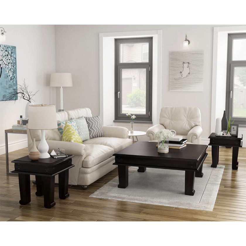 Picture of Silverton Solid Wood 3 Piece Square Coffee Table Set