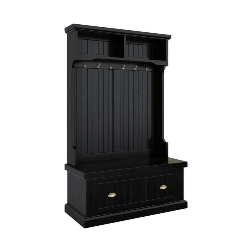 Felton Solid Wood 40 inch Entryway Hall Tree Bench with  Shoe Storage Dimension Image