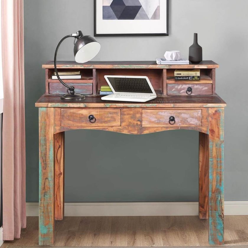Picture of Lawtey Rustic Reclaimed Wood Small Writing Desk