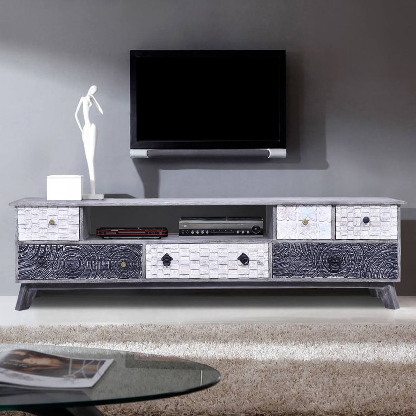 Picture of Arona Rustic Reclaimed Wood 6 Drawer Media Console Cabinet